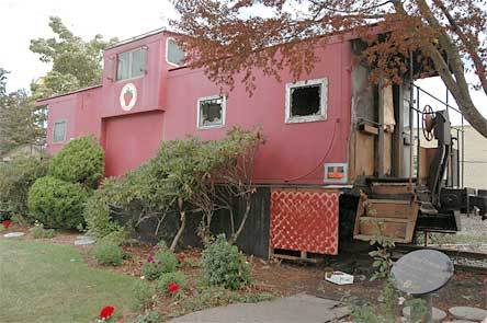 The red caboose at the intersection of Cedar Avenue and Fourth Street has not been the office for Maryfest since it suffered fire damage July 19.