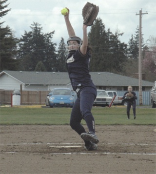 Arlington senior Christina Rayner in action last spring. The Eagles' ace has committed to play softball for North Dakota State University.