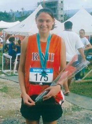 M-PHS junior Haley Nemra displays her medals in Apia