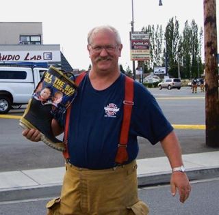 Marysville Fire Marshall Jerry Jacobsen was helping raise money for the Muscular Dystrophy Association during the Fill the Boot event in downtown Marysville on Aug. 25 and 26.