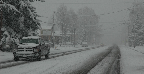 Marysville roads such as Cedar Avenue were slow going for cautious drivers on Jan. 17.