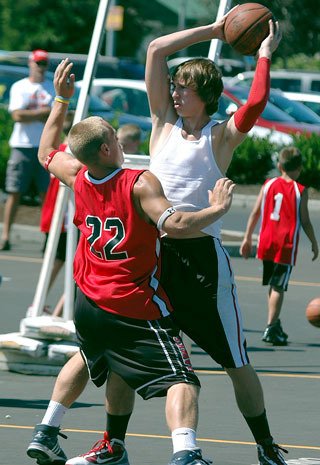 Ryan Shannon fights off a defender during the title game.