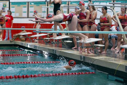 The final leg of the 400-yard freestyle relay