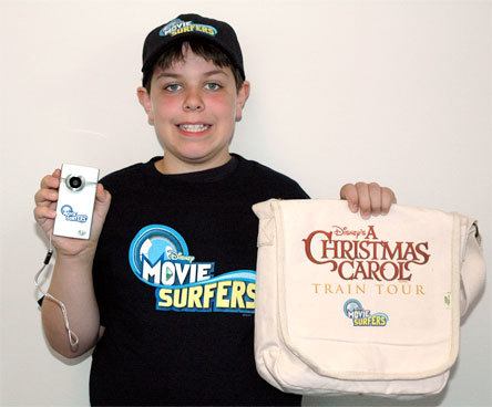 Chance Mair’s prize haul from appearing on the Disney Movie Surfers Web site includes a baseball cap