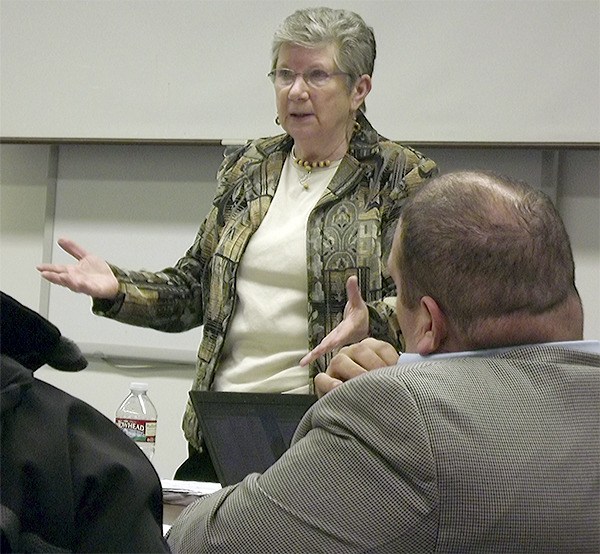 Recovery Director Mary Schoenfeldt talks to Marysville School District staff about changing expectations due to the shooting at Marysville-Pilchuck High School.