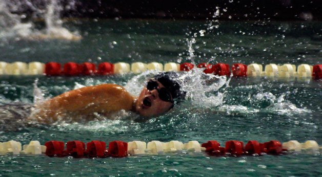 Marysville Getchell’s Taylor Dalton competes in the 200-yard freestyle against Shorecrest on Tuesday