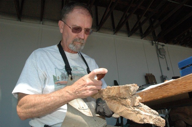 Ferndale's Larry Wickkiser received instruction on how to fashion whimsical treehouse decorations