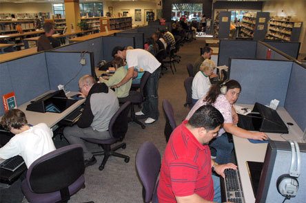 The Marysville Library's online terminals offer patrons opportunities to seek and apply for jobs.