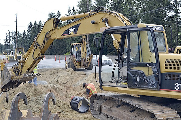 Crews working on the expansion of State Avenue in north Marysville.