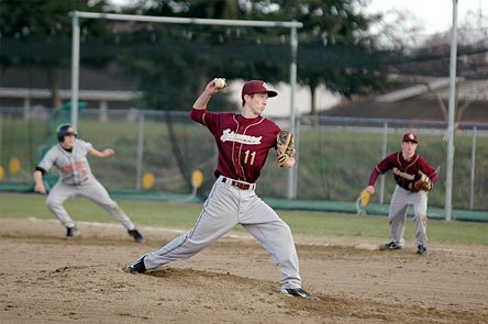 Kevin Harnden works his way through the fourth inning with the bases loaded and nobody out.