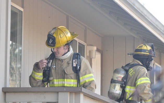 Marysville firefighters encountered a light white smoke which made the air hazy as they extinguished a smoldering sofa in an upper-floor apartment at 1350 Cedar Ave. on Feb. 7.