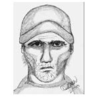 Police drawing of suspect wanted in connection with a robbery at Buzz Inn.