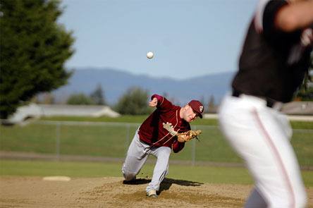 Tony Miller pitches to Archbishop Murphy in the third inning.