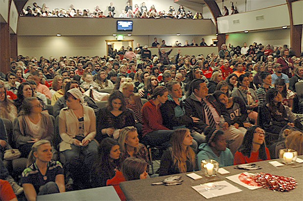 The Grove Church in Marysville was packed with folks attending the vigil after two students were killed at Marysville-Pilchuck High School Oct. 24. People were also in the lobby and outside.