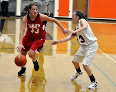 Marysville-Pilchuck forward Emily Enberg drives down the sideline in M-P’s Wesco 4A game against Monroe on Dec. 7.