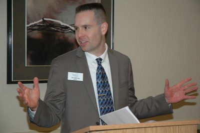 Jon Nehring addresses the expansion of Marysville during the March 8 kickoff to his campaign to retain his seat as the city's mayor.