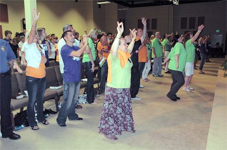 The June 28 rally for the “Summer Jubilee” included worship services led by a team made up of members from several different local churches