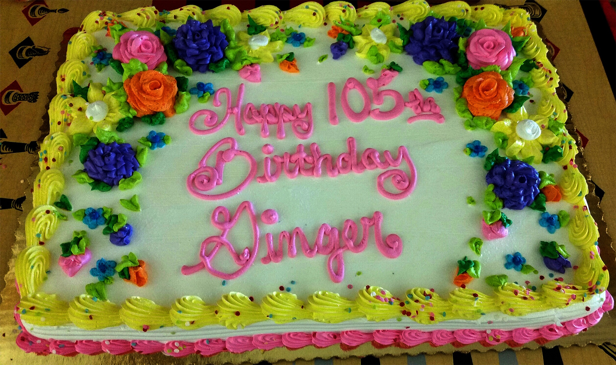 Ginger's 105th birthday cake