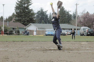 Arlington senior Christina Rayner in action last spring. The Eagles’ ace has committed to play softball for North Dakota State University.