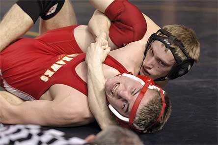 Marysville-Pilchuck senior Brian Donaldson fights to get loose of a fireman’s carry