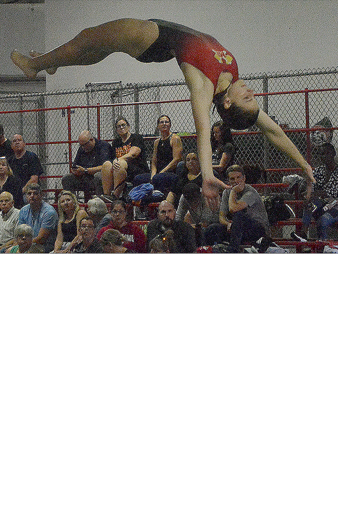 Devon Keator performs a dive Tuesday at a home meet.